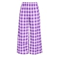 thumbnail image 5 of Lmueinov Women's Plaid Checkered Elastic Waist Wide Leg Pants, Soft Stretchy Casual Loose Long Trousers for Daily Commute Wear S-2XL, 5 of 5
