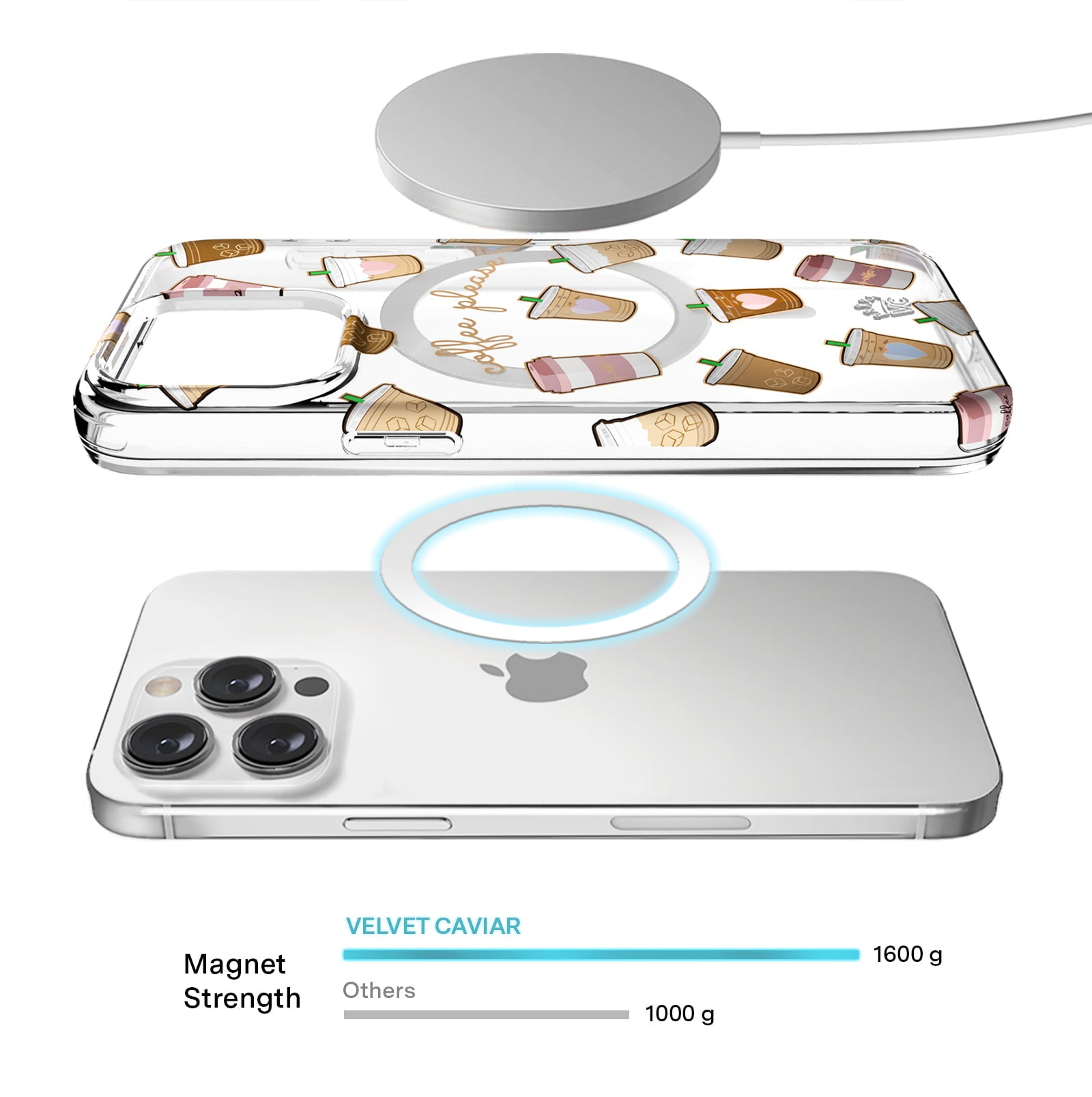 VELVET CAVIAR iPhone 15 Pro Case Compatible with MagSafe - Cute Clear Protective Phone Cases for Women - Coffee First
