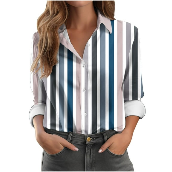 ShiShine Women's Floral Printed Button Down Shirts Blouse Tops Blouses Dressy Causal Long Sleeve Tunic Clothes