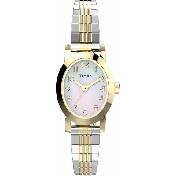 Timex Women's Cavatina 18mm Watch - Two-Tone Expansion Band Mother of Pearl Dial Gold-Tone Case