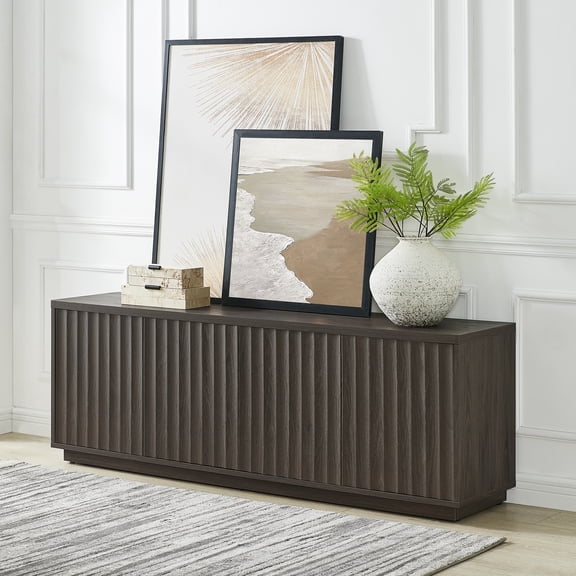 Bourne Rectangular Fluted TV Stand for TV's up to 75" in Brown Oak