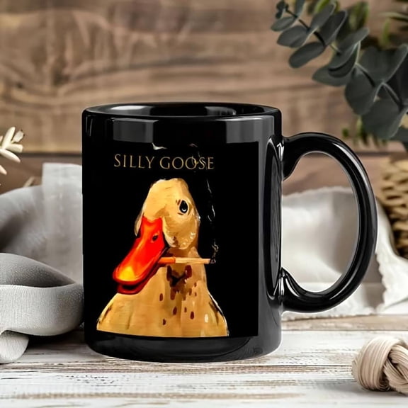 1pc Silly Goose Mug with Funny Duck Design Golden Lettering Reusable Coffee Cup Tea Hot Drinks Dishwasher Humorous Christmas Halloween Easter Birthday