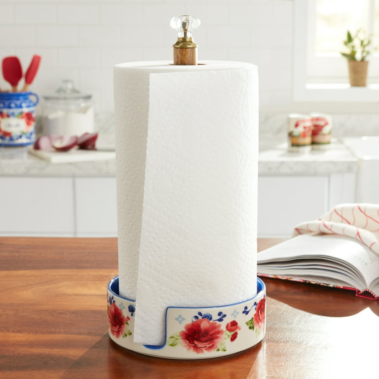 Large 7 Ceramic Paper Towel Holder, Handmade Paper Towel Stand for