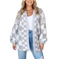 thumbnail image 1 of SUNSIOM Cardigan à Carreaux pour Femmes Manches Longues Ouvert devant Décontracté Mode Urbaine pour Automne Hiver, 1 of 6