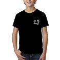 thumbnail image 1 of Boys' Black Cotton Knit T-Shirt with 3D Smile Face Print – Casual Crew Neck, Short Sleeve, Regular Fit, Soft & Stretchy Summer Tee for Youngsters, Tween Boy Clothes, 1 of 5