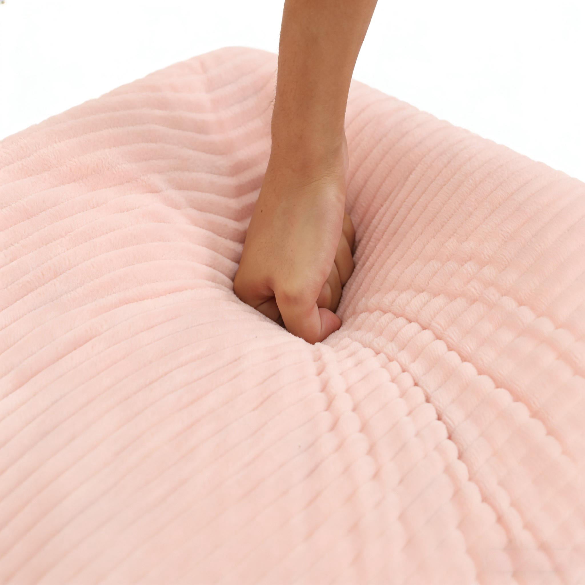 FHFO Giant Bean Bag Chair with Ottoman,Oversized Boneless Couch Chair in a Box, Comfy and Lazy Lounge for Dorm, Living Room, Bedroom, (42”x43”x31”)Pink
