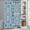 thumbnail image 3 of Abstract Blue Floral Fabric Shower Curtain Vintage Ethnic Texture Washable Shower Curtains for Bathroom, Waterproof Bath Curtain with Hooks Home Decor 36x72in, 3 of 8