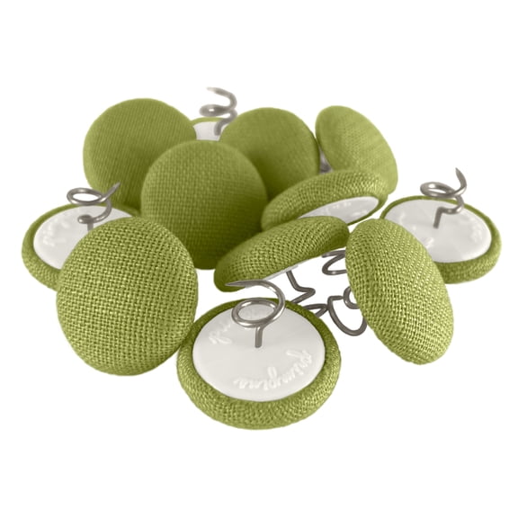 Primpins Upholstery Tacks - Fabric Covered Button Twist Pins - For Bed Skirts, Slipcovers, Armchair Caddies, Headliners (Set of 12, Chartreuse)