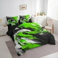 thumbnail image 3 of Feelyou Artwork Geometric Bedding Comforter Set 7-Piece for Adult, Retro Oil Printing King Bedding Sets, Black Green Abstract Reversible Bed Sheets, Microfiber Bedroom Decor, 3 of 7
