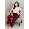 thumbnail image 3 of Pijamas de Franela a Cuadros de Algodón, Pantalón Largo con Bolsillos, Corte Recto para Mujer, 3 of 9
