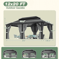 thumbnail image 4 of NETAJE 20x12 FT Hardtop Gazebo, Heavy Duty Gazebo with Aluminum Frame, Galvanized Steel Double Roof & Mosquito Net for Garden, Patio, Grey, 4 of 10