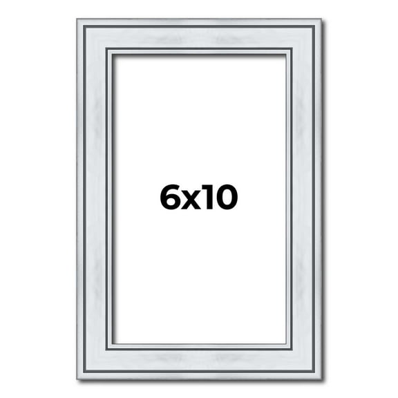 6x10 Frame Sterling Silver Solid Wood Picture Frame | 1.25 Inch Moulding Width | 0.75 Inch Interior