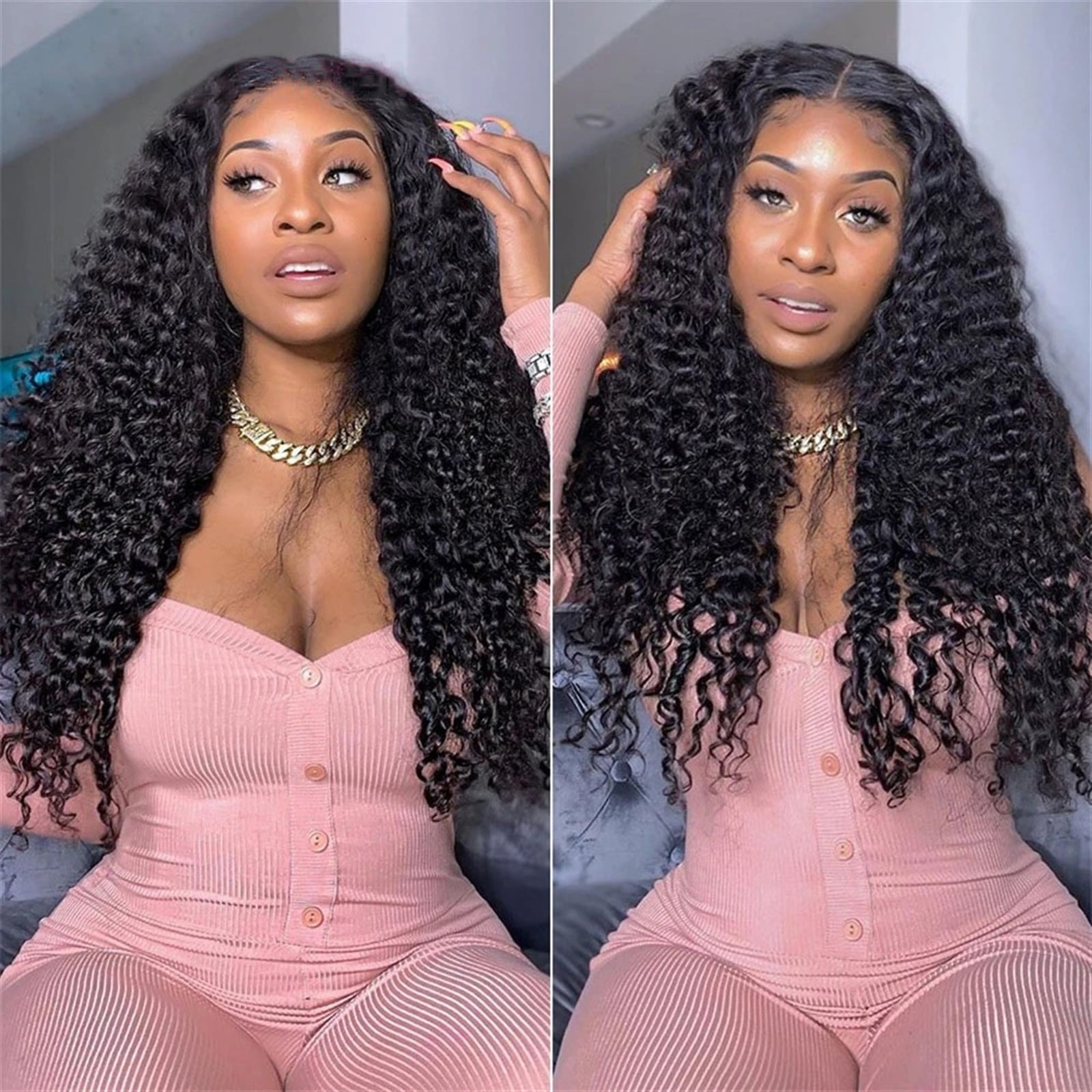 U Part Wig Kinky Curly Wigs for Black Women, 10-26 inch Human Hair U Shape Clip in Wigs Curly U Part Remy Human Hair Extension