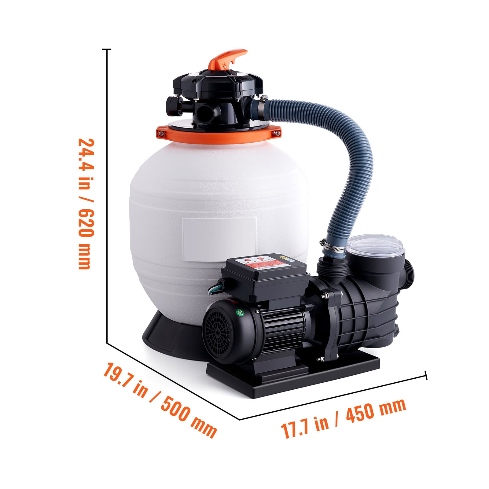 KFFKFF 14" Sand Filter Pump, 3000 GPH with 3/4 HP Pool Pump for Above Ground Pools, 6-Way Multi-Port Valve & Strainer Basket, 110V Swimming Pool Pump with Timing function