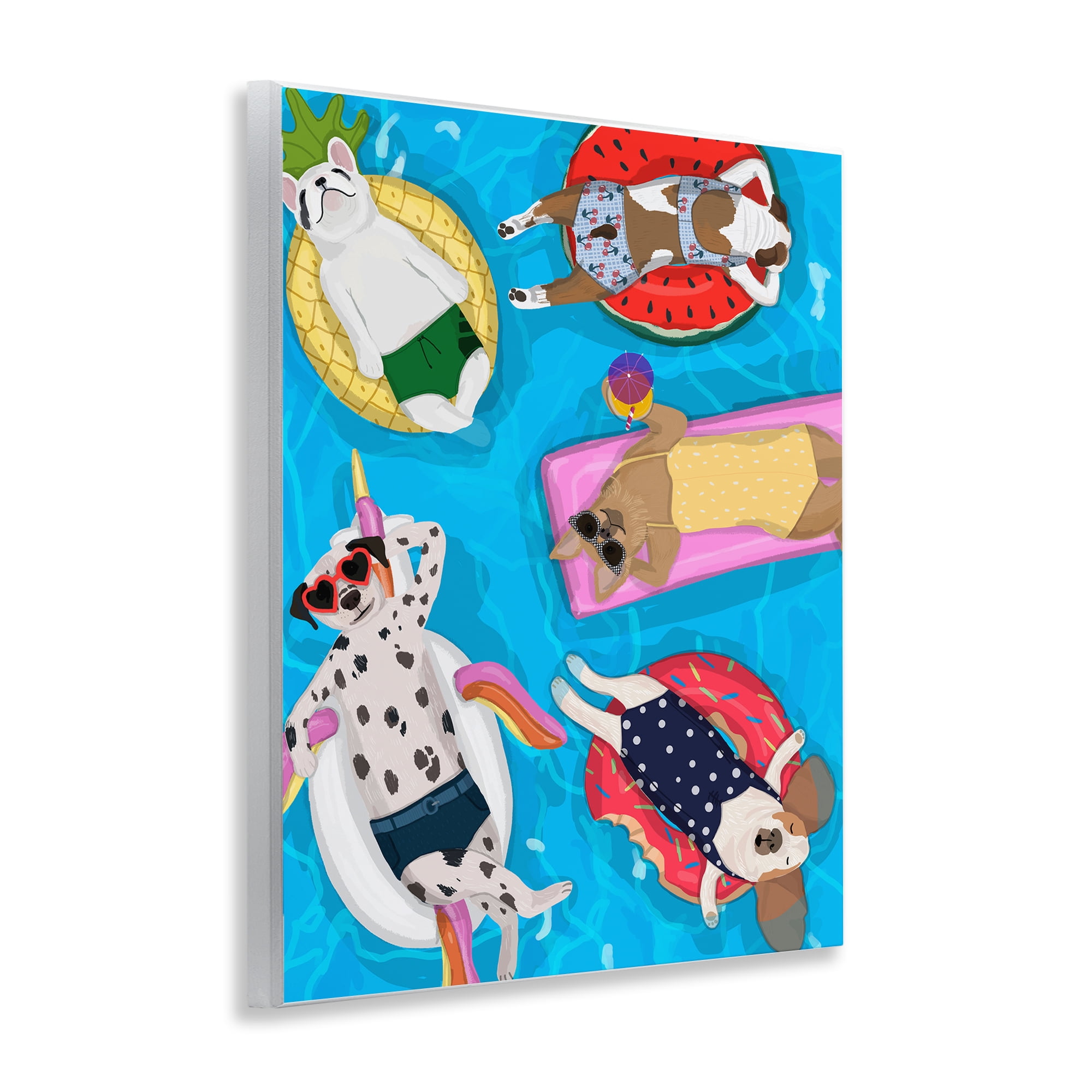 Stupell Industries Summer Sunbathing Dogs Wall Plaque Art, design by Hanna Melin
