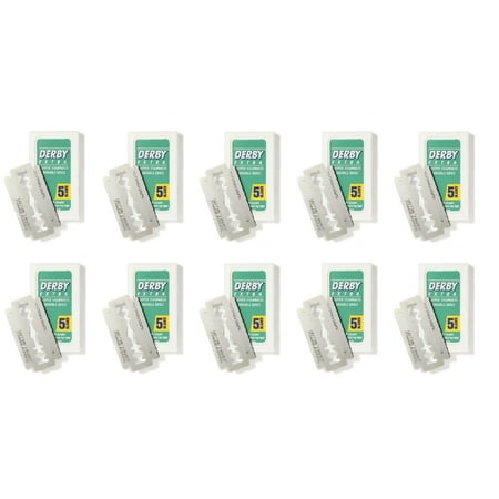 Derby Extra Double Edge Blades, 5 ct. (Pack of 10) + Makeup Blender Stick, 12 Pcs