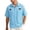 Blue, variant on Men's Casual Retro Striped Short Sleeve Button down Shirts Summer Regular Fit Casual Tops with Pockets Grey L