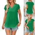 thumbnail image 2 of Lightweight Women's Loose Fit T Shirt V Neck Design Breathable Fabric Tops Solid Color Casual Blouse Comfort Wear, 2 of 9
