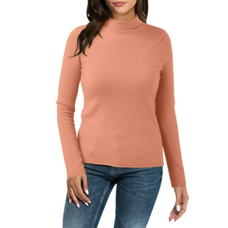 Kcodviy Women Casual Solid Color Bottoming Shirt Slim High Collar Knitted Long Sleeved Top Women Thermal Tops Plus Size Running Top Men Thermal Thermal Underwear Top For Women Tall Women S Thermal Top