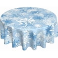 thumbnail image 1 of Christmas Round Tablecloth 70 Inch Blue White Snowflake Round Table Cloth Xmas Winter Holiday Table Covers Polyester Indoor Outdoor Tablecloths for Kitchen Dining Picnic Party, 1 of 6
