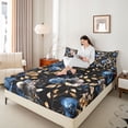thumbnail image 4 of Manfei Blue Flowers 3pcs Twin Sheet Sets for Teens,Tree Leaves Twin Fitted Sheet,Floral Blossoms Breathable Flat Sheet,Microfiber Bedroom Decor, 4 of 7