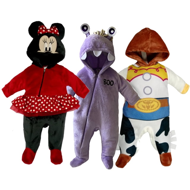Pack 3 Mamelucos Con Gorro Bordado Disney Minnie, Boo, Jessie Talla 6 meses Kiss Pijamas