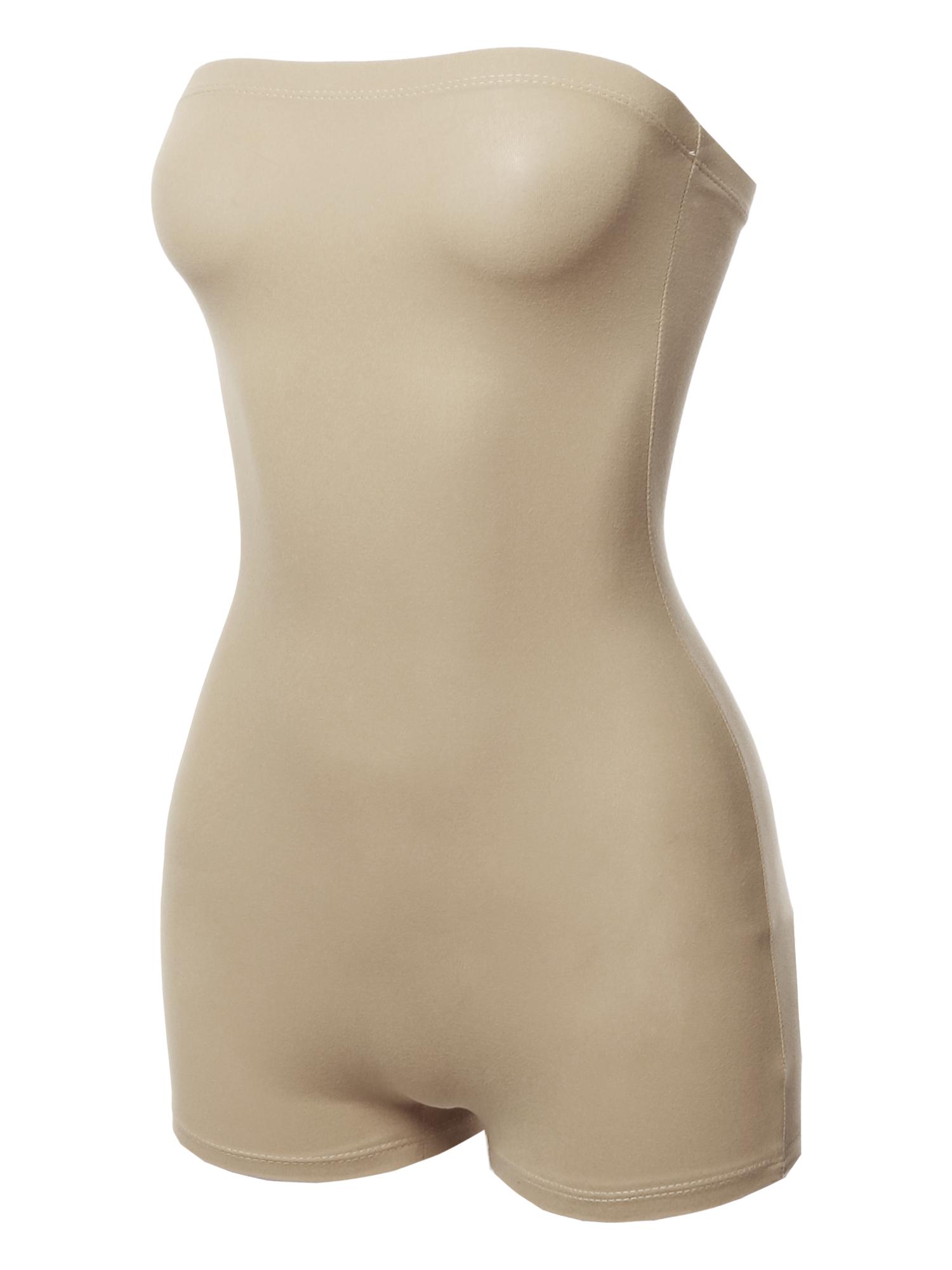 FashionOutfit Women's Solid Sexy Tube Bodysuit Jumpsuit