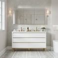 thumbnail image 5 of 60" x 30" Tri-view Medicine Cabinet with Mirror, Surface Mount or Recessed Mirror Medicine Cabinet for Bathroom, Anodized Chrome Aluminum, Bathroom Mirror Cabinet with Storage, Three Door, 5 of 9