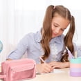thumbnail image 5 of Large Pencil Pouch Handheld Zipper Pencil Case Organizer Student Supplies Pink, 5 of 6
