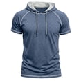 thumbnail image 6 of GrmtClth Men's Short Sleeve Hoodie 2026 Workout Gym Sweatshirt Muscle Slim Fit Color-Block Athletic Hoodies Pullover Hooded T-Shirts Blue M, 6 of 7
