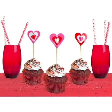 Valentine's Day Decorative Accessories 20pc Decoration Pack, Red White Pink