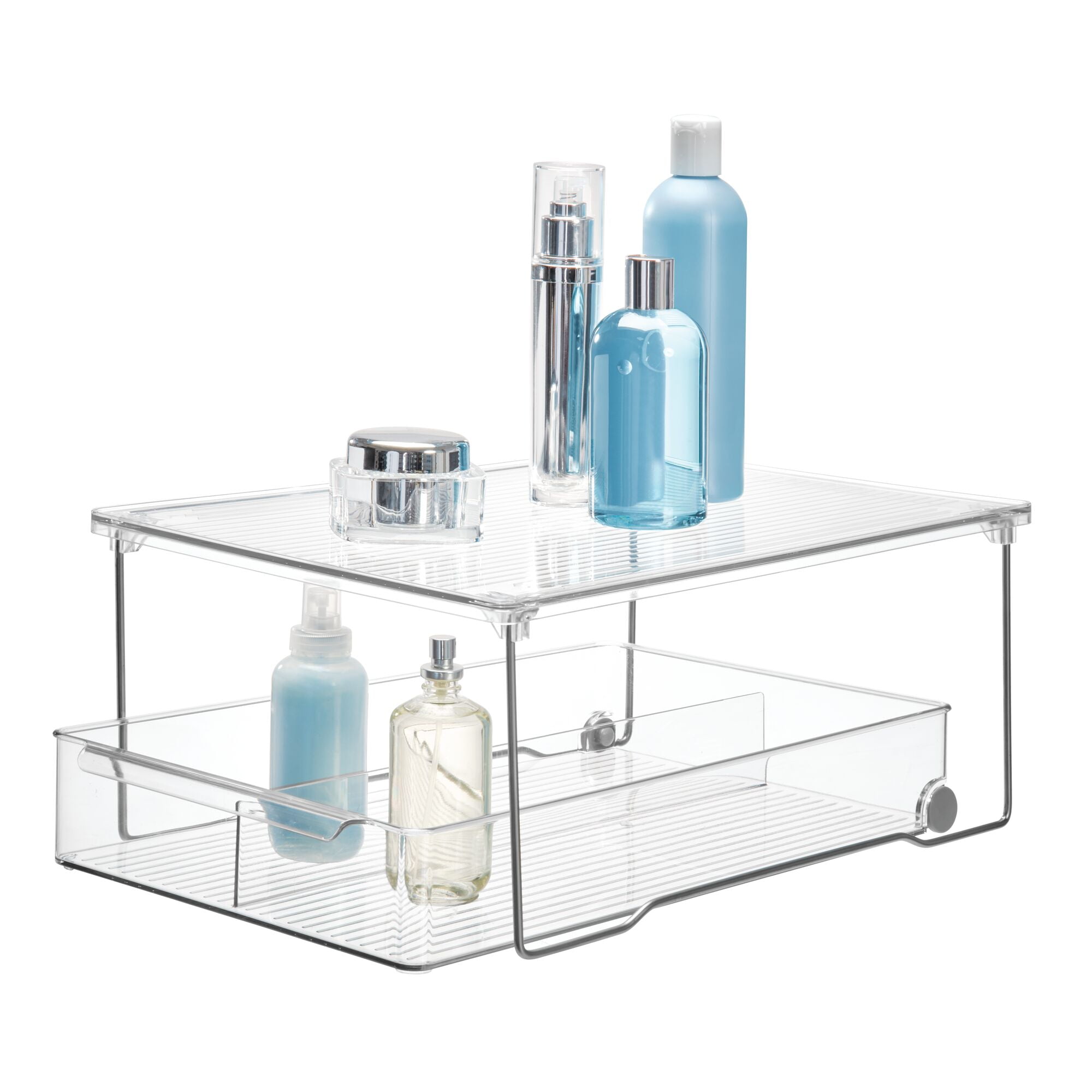 iDesignc Basic Stackable Bathroom Shelf Riser, Recycled Plastic, Clear