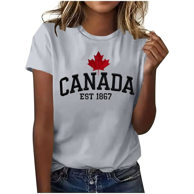 Pisexur Nouveau T-shirt à Manches Courtes Col Rond Imprimé Décontracté pour Femmes, Hauts d'Été pour Femmes Gris,P