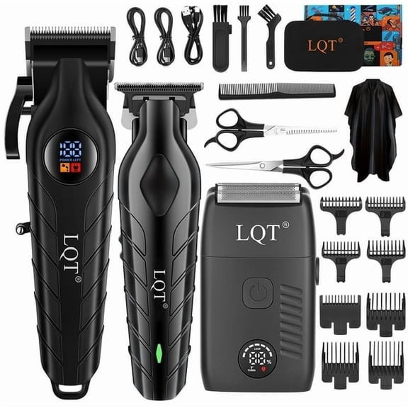 LQT Professional Men's Hair Clipper and Trimmer Set, Equipped with 8 Guide Combs, Men's Grooming Kit.