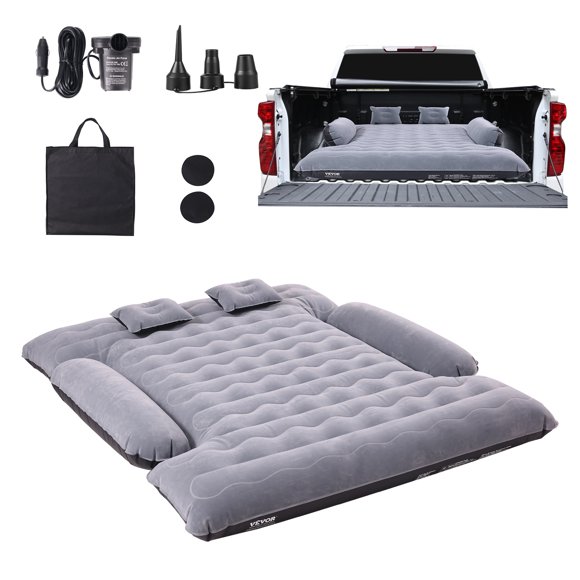 VEVOR Truck Bed Inflatable Mattress for 6-6.5ft Full Size Truck Bed with 12V Air Pump 2 Pillows, Carrying Bag for Chevy Silverado, Dodge Ram, Ford 150/250/350