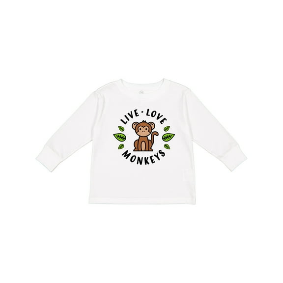 Inktastic Live Love Monkeys Boys or Girls Long Sleeve Toddler T-Shirt