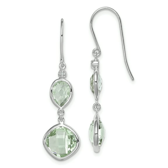 Primal Silver Sterling Silver Rhodium-plated Diamond Green Quartz Earrings