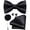 Black, variant on Dusty Blue Bow Ties for Men Pre-tied Silk Bowtie and Pocket Square Cufflinks Lapel Pin Set Tuxedo Wedding Party 4PCS