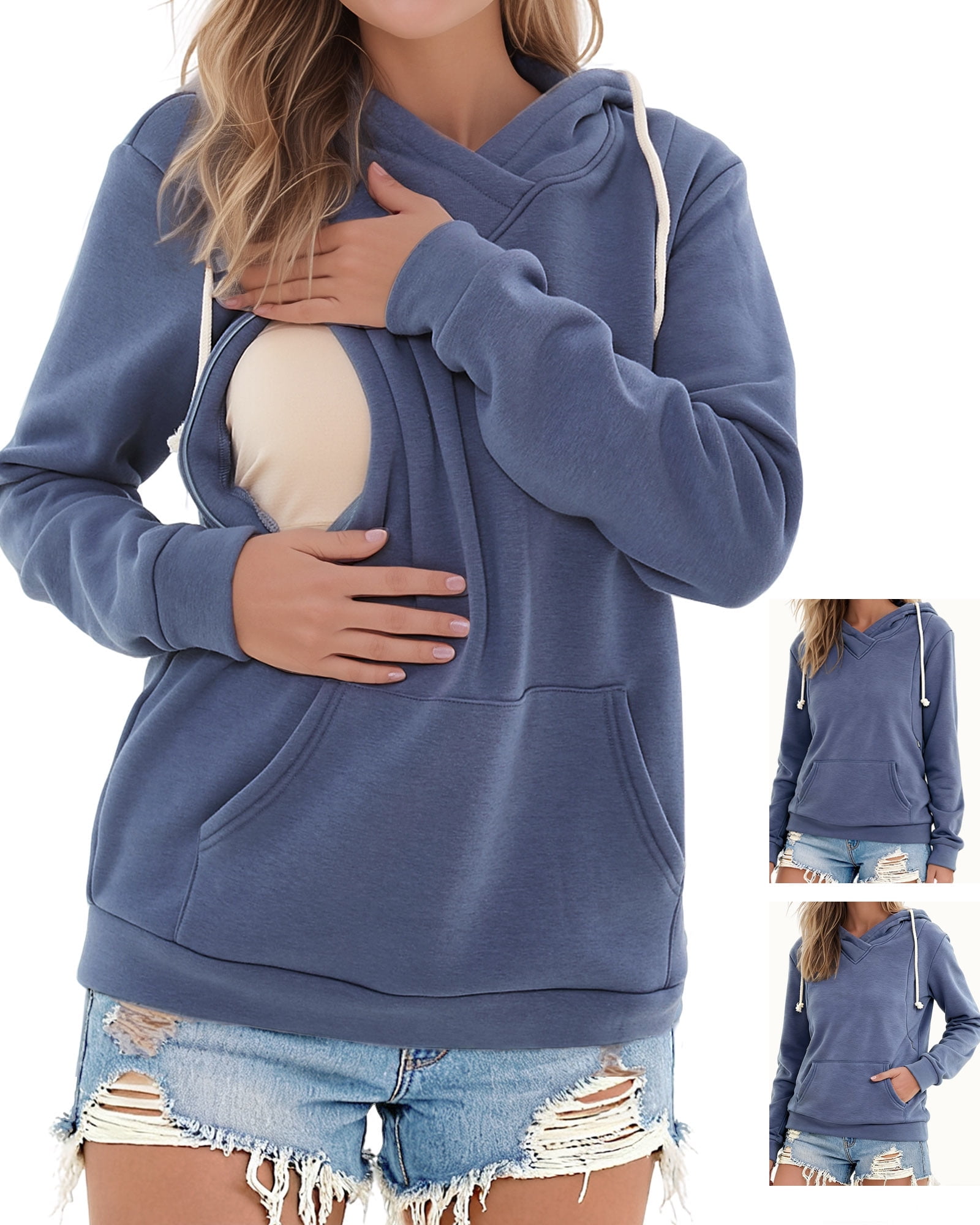 Women's Maternity Nursing Tops Hoodie Fleece Breastfeeding Shirts Clothes
