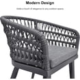 thumbnail image 3 of PURPLE LEAF 9 Pieces Patio Dining Set, Rectangular Aluminum Outdoor Table and 8 Wicker Chairs with Cushions for Garden Kitchen and Porch, Grey, 3 of 7