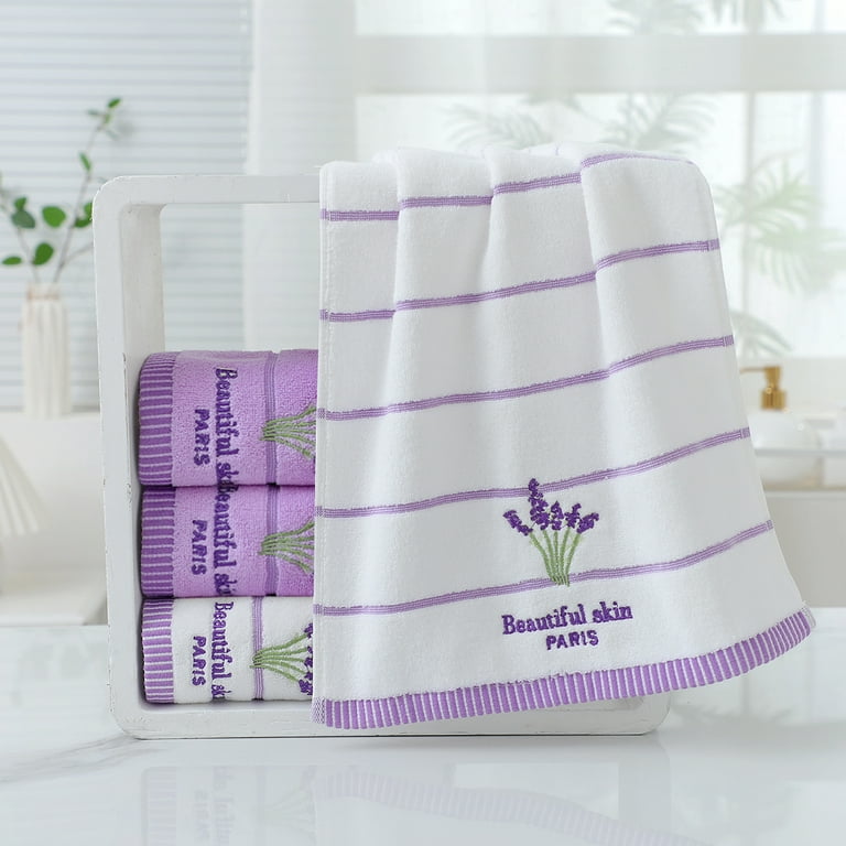 Pidada Hand Towels Set of 2 Striped Pattern 100% cotton Soft Absorbent  Towel for Bathroom 134 x 295 Inch (green)