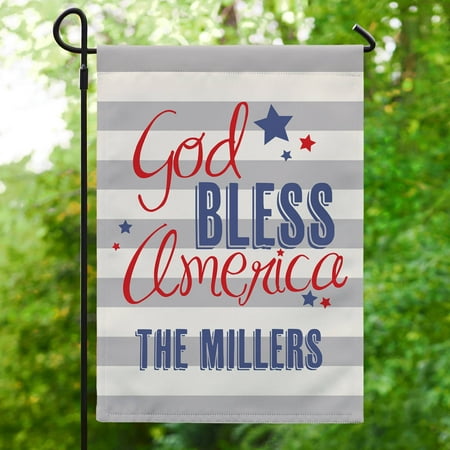 - Personalized God Bless America Garden Flag, Available With or Without Stake