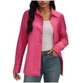 thumbnail image 3 of ClodeEU Women's Business Formal Long Sleeve Shirt,Striped Spring Fall Blouse Hot Pink,Womens Plus M, 3 of 9