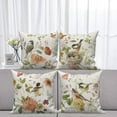thumbnail image 3 of DaShan Spring Birds Throw Pillow Covers 18x18 Set of 4,Vintage Floral Decorative Pillow Cases for Bedroom Sofa Couch, 3 of 6