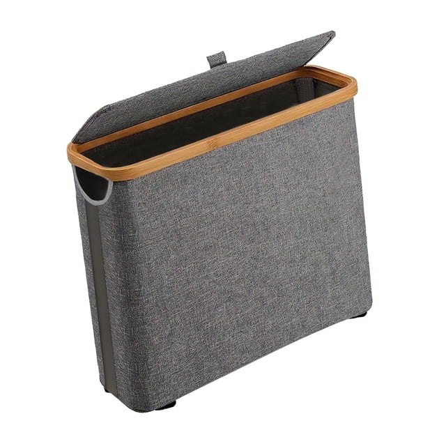 Portarrollos de papel higiénico de bambú, soporte grande multifuncional para papel higiénico. Gris