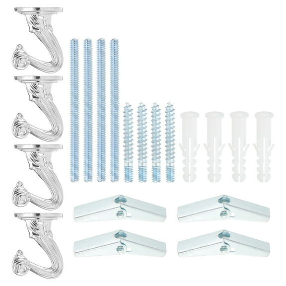 Uxcell Swag Hooks Heavy Duty Ceiling Hooks with Hardware Installation for Plants and Chandeliers Silver