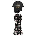 thumbnail image 3 of Tiijoy Big Girls Outfits Cute Bow Cherry Print Short Sleeve T Shirt Flared Pants Set, Sizes 9-10, 3 of 4