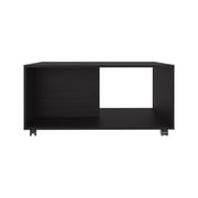 LiviNest Mobile Coffee Table for Small Spaces: 1-Second Repositioning with Wheels - Compact 36 Wide Modern Black Rectangular Design & Storage Shelf for Living Room & Studio Apartment
