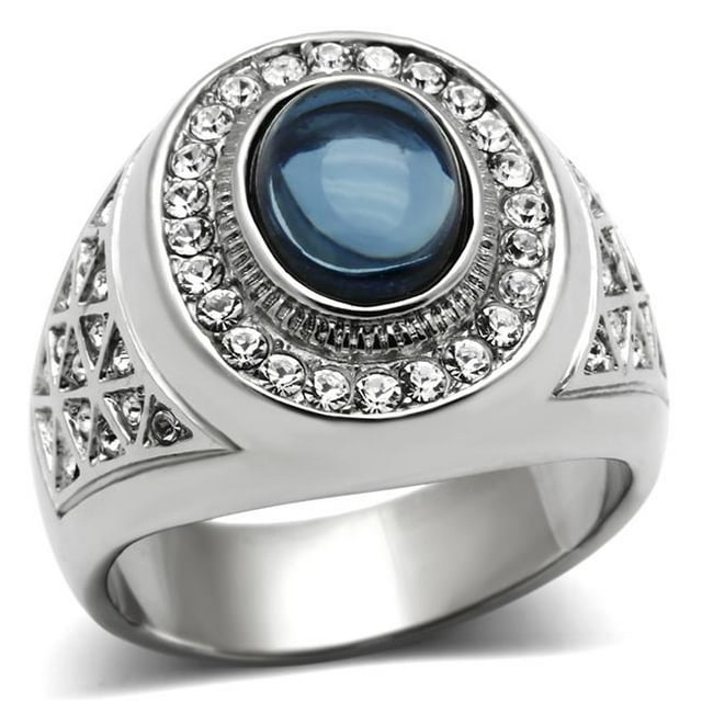 Men High Polished Stainless Steel Ring with Synthetic in Montana - Size 13