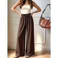 thumbnail image 5 of Women'S Elastic Waist Drawstring Polka Dot Print Casual Wide Leg Long Pants Dark Brown M, 5 of 8